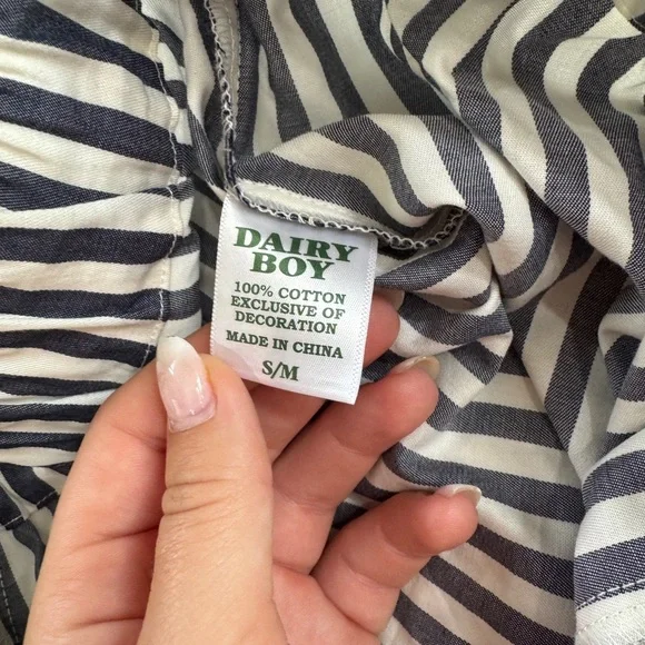 Dairy Boy Navy Striped Boxer Shorts Size S/M Brand New - Picture 5 of 6